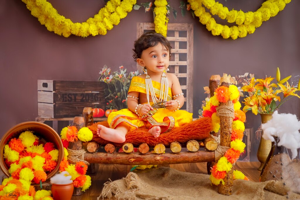 Krishna Theme With Marigold Decoration Setup 211